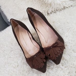 Giuseppe Zanotti brown stiletto fringe heels #38